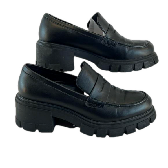 Call It Spring Shoes - Call It Spring Vegan Chunky Heel Loafers in Black